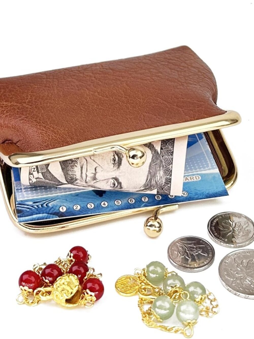 Coin Purse, Kiss Lock Coin Purse for Women, Large Capacity Coin Pouch,Vintage Ch - Picture 3 of 7